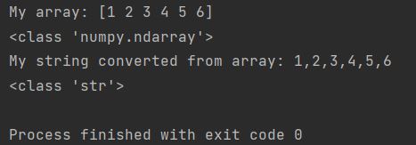 Numpy array to Python string