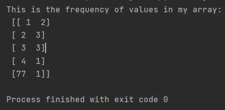 Numpy frequency of values python