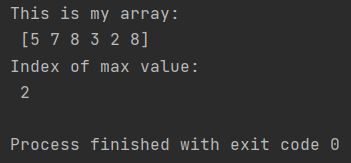 Numpy index of max value