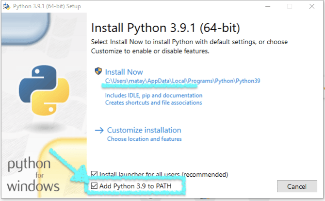 add python to the path