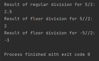 regular division vs floor division in Python